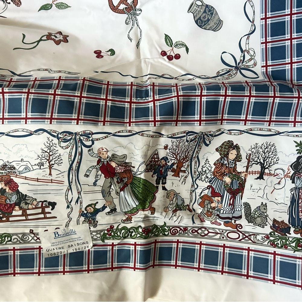 Vintage Beauville’ French Tablecloth Four Seasons QUATRE SAISONS holidays - Picture 9 of 10